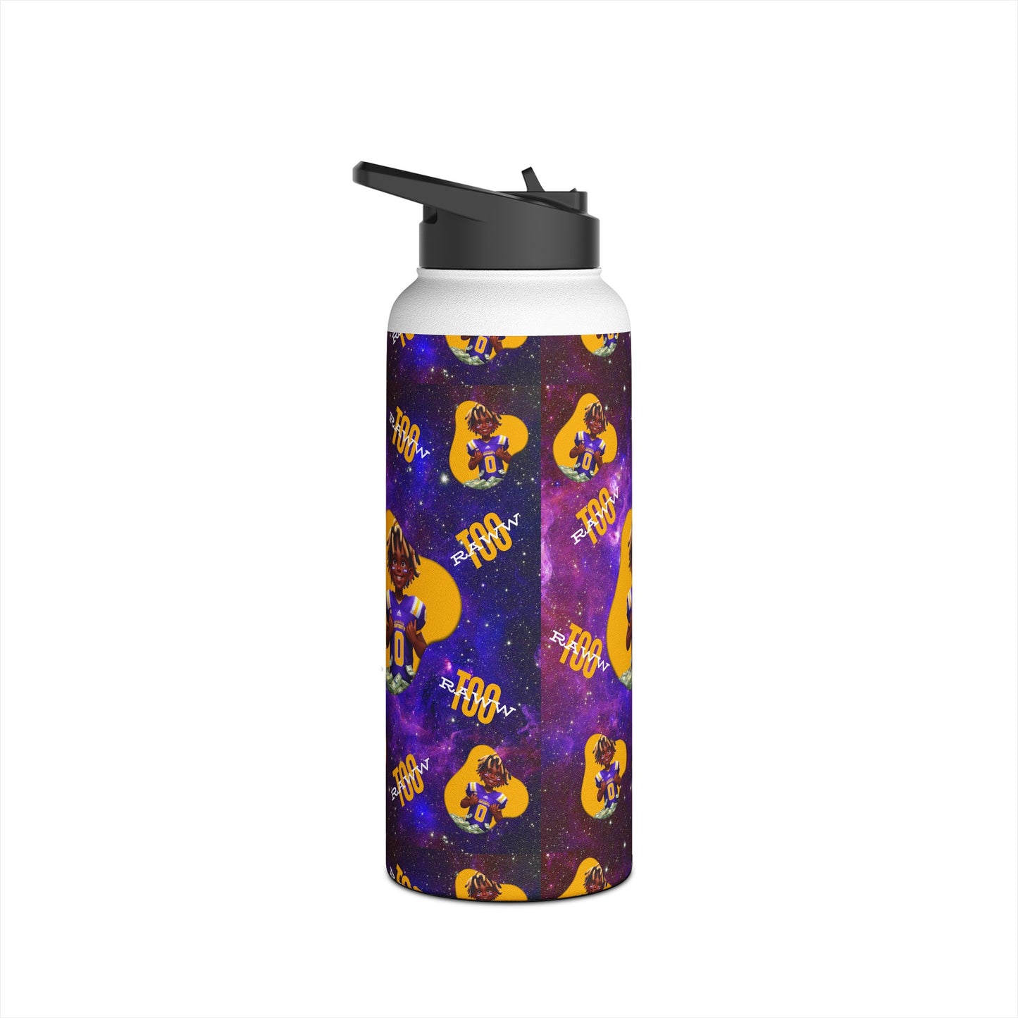 Star-Struck Hydration: Unisex Water Bottle Featuring T-raww the Athlete