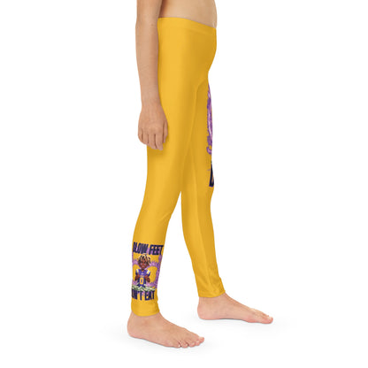 Stride Boldly: Traww239's 'Slow Feet Don't Eat' Yellow Athletic Leggings