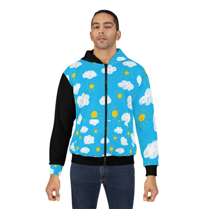 Fear Less, Live More Zip-Up Hoodie – Empowering Cloud and Sun Design