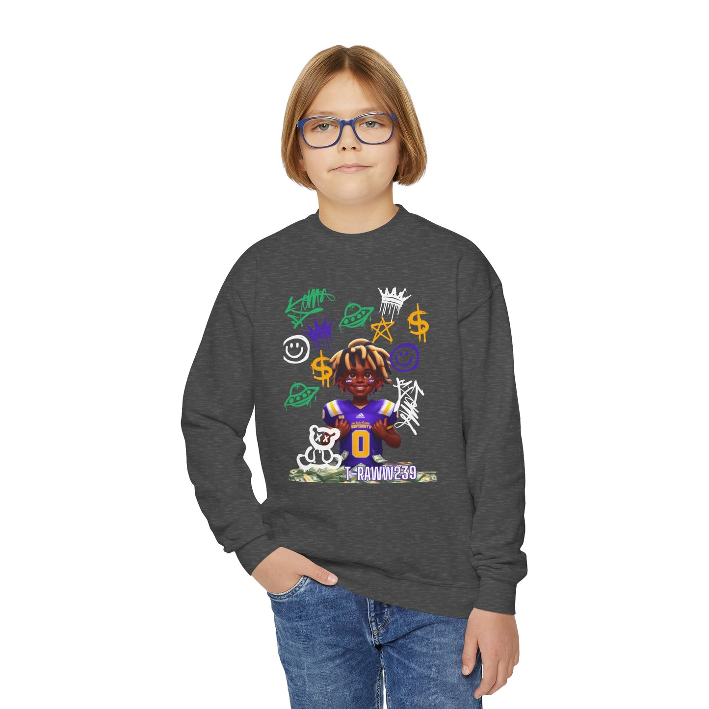 Champion's Palette: Kids' Crewneck Shirt from the 'Slow Feet Don't Eat' Collection