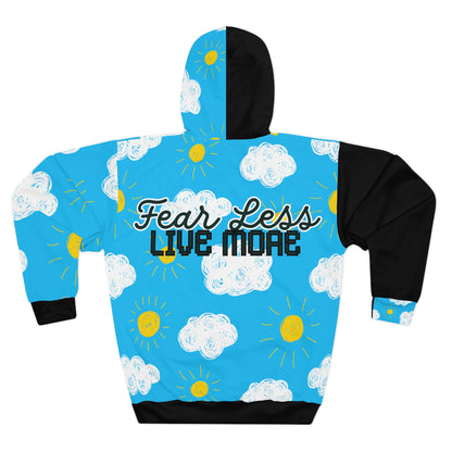 Fear Less, Live More Cloud and Sun-Themed Hoodie