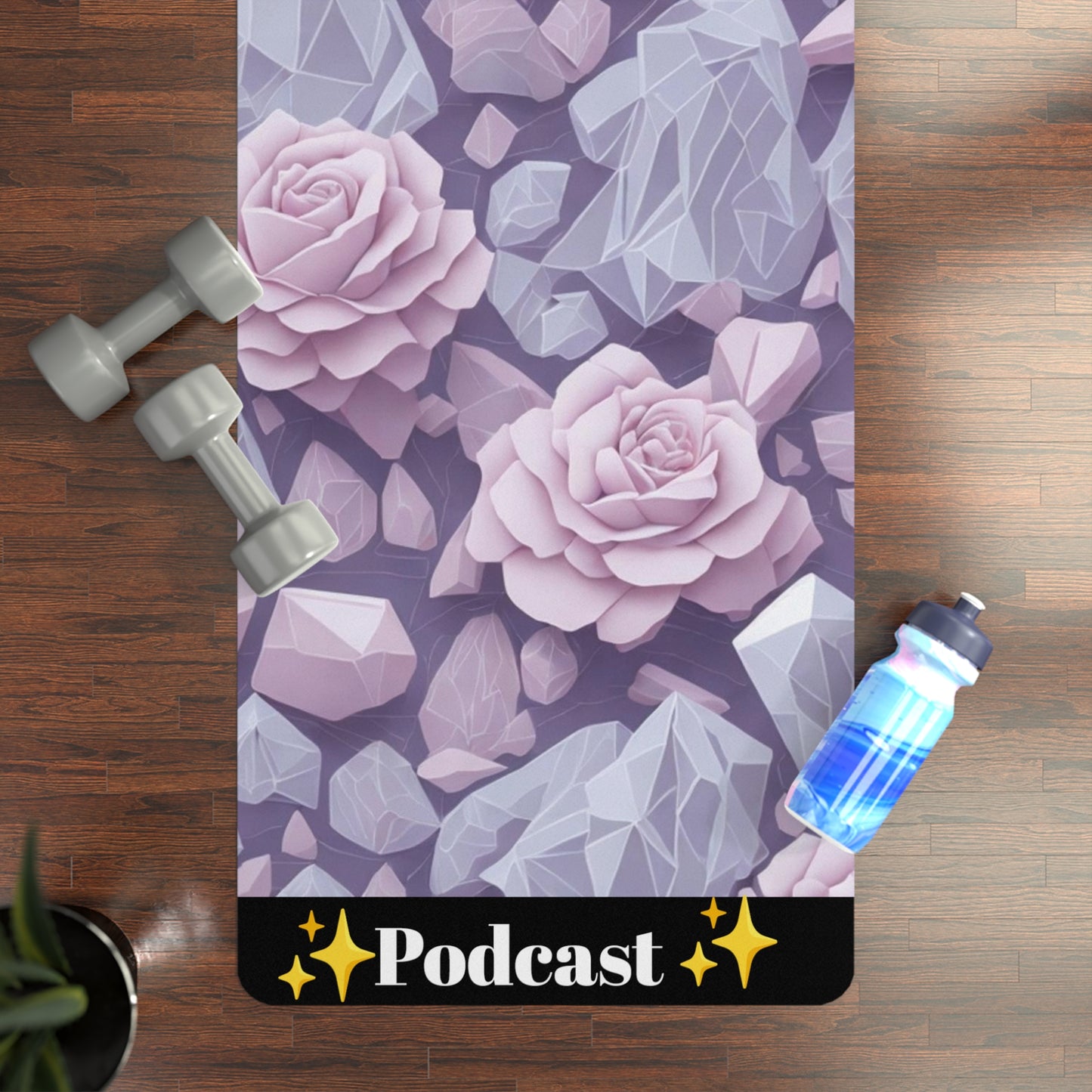 "Empowering Yoga Mat: Crystal Quartz and Rose Quartz Design for Mind, Body, and Spirit"