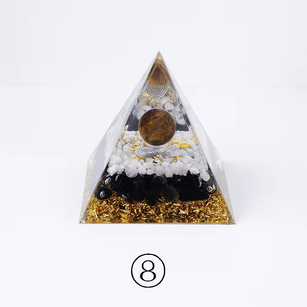 Wholesale 8Cm Chakra Crystal Chips Orgonite Resin Pyramid Home Decoration