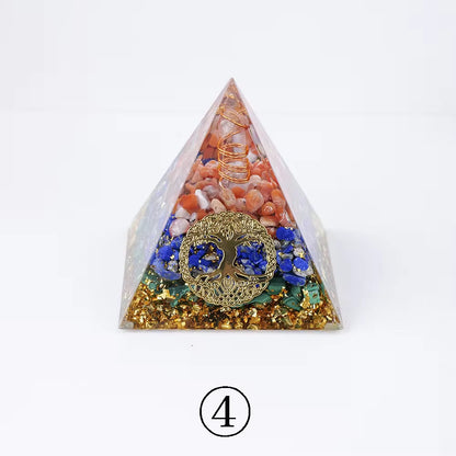 Wholesale 8Cm Chakra Crystal Chips Orgonite Resin Pyramid Home Decoration