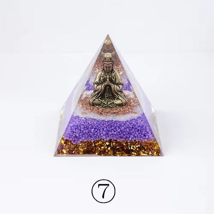 Wholesale 8Cm Chakra Crystal Chips Orgonite Resin Pyramid Home Decoration