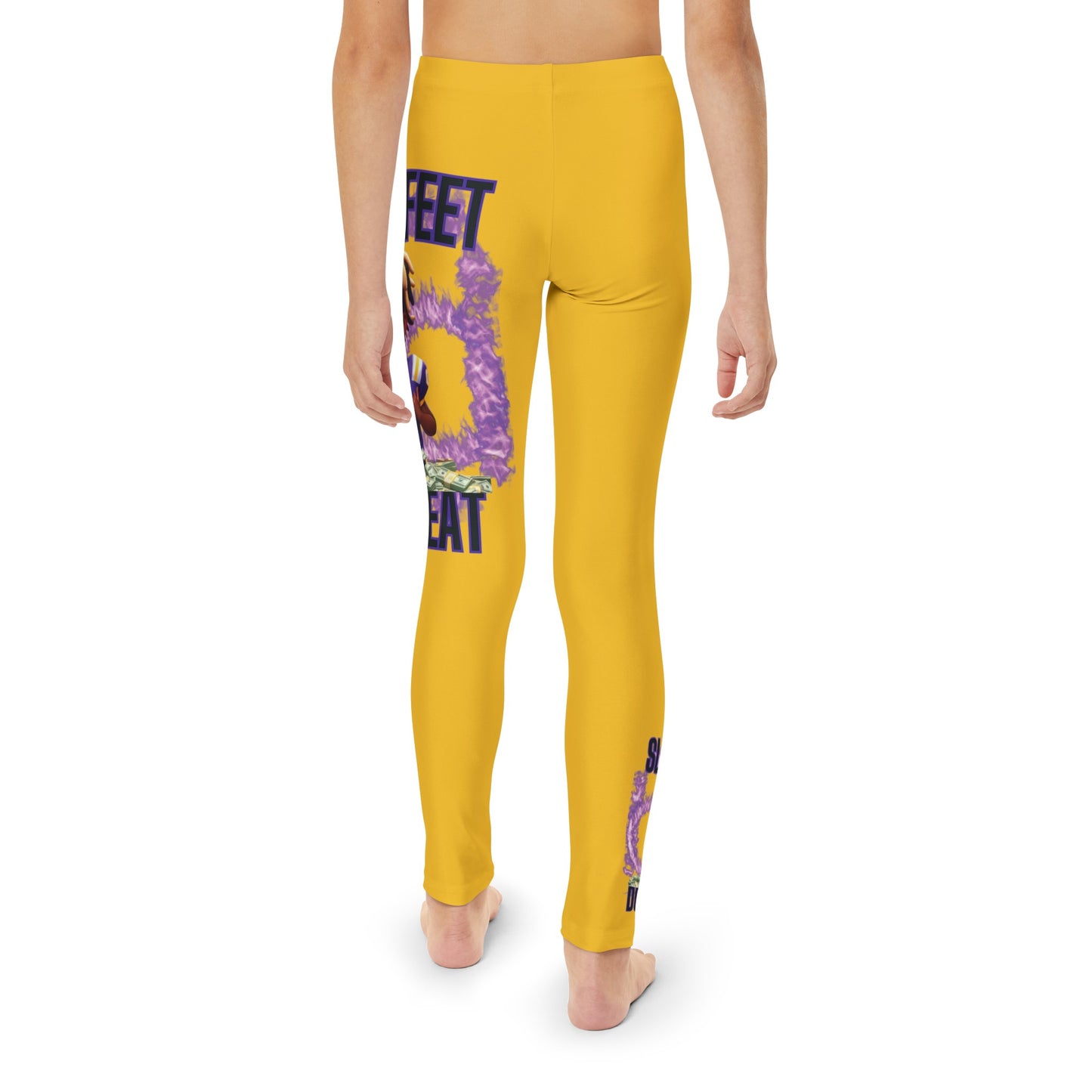 Stride Boldly: Traww239's 'Slow Feet Don't Eat' Yellow Athletic Leggings