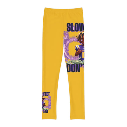 Stride Boldly: Traww239's 'Slow Feet Don't Eat' Yellow Athletic Leggings