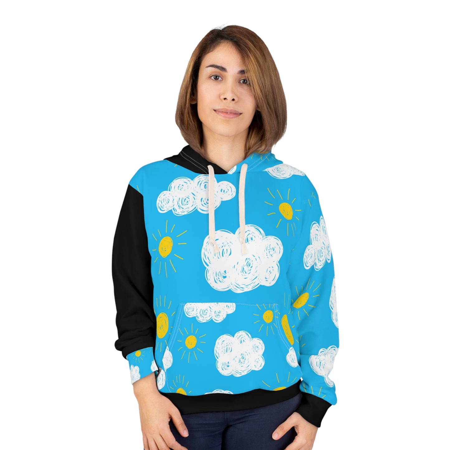 Fear Less, Live More Cloud and Sun-Themed Hoodie