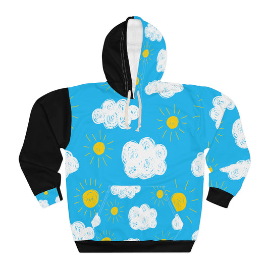 Fear Less, Live More Cloud and Sun-Themed Hoodie