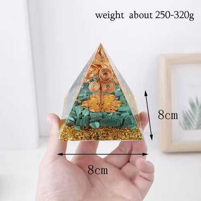 Wholesale 8Cm Chakra Crystal Chips Orgonite Resin Pyramid Home Decoration